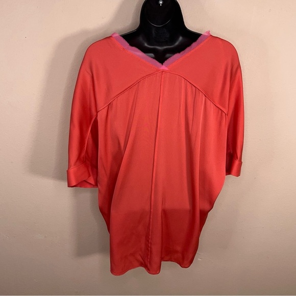 NEW XS Elite Tahari Silk Blouse Orange Pink Colors Lightweight - Picture 6 of 16